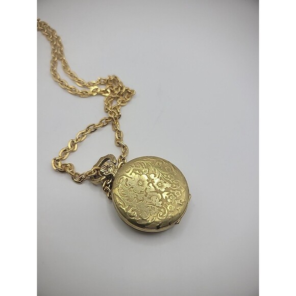 Vintage Arnex Watch Necklace Gold Tone Chain Incabloc Roman Numerals Hand Wound - Picture 9 of 11